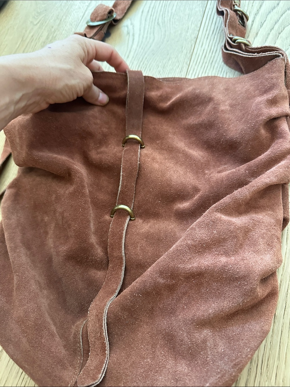 Free people Rust Suede Crossbody Bag with Adjustable Strap - Picture 3 of 4